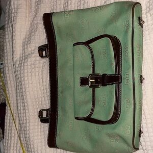 Dooney & Bourke Green and Brown Laptop Bag with Leather Finish